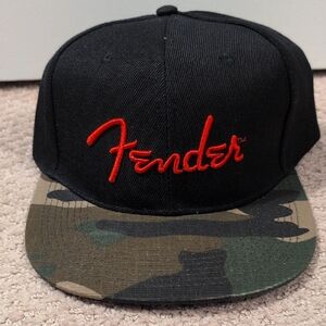 Fender Red Logo Camouflage Brim Flatbill Hat NWT